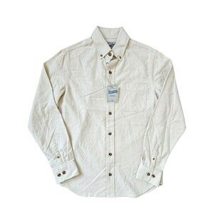 Schott Bros. Men's Cream Flannel Cotton Button-Down Long Sleeve Shirt Size S
